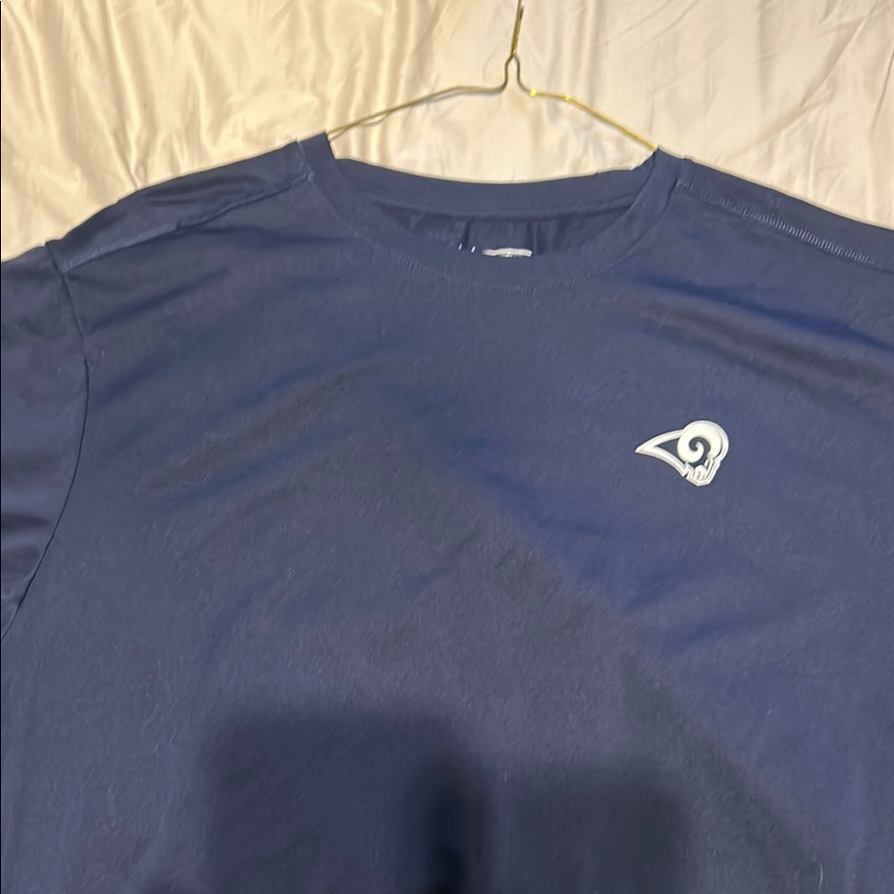 L.A. Rams Majestic Blue Short Sleeve Tees Casual Cotton Blend